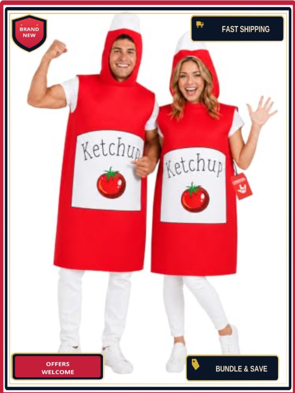 Ketchup Bottle Costume Adult Halloween Unisex One Size Fits Most